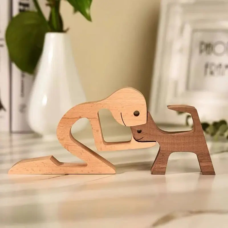 Handcrafted Wooden Puppy Figurine